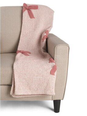 INDIGO Knit Bow Throw NWT